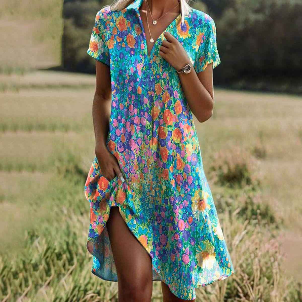 : Dames Zomerjurk met Boho Stijl - Luchtig & Comfortabel in Meerkleurig van Pantinoshop