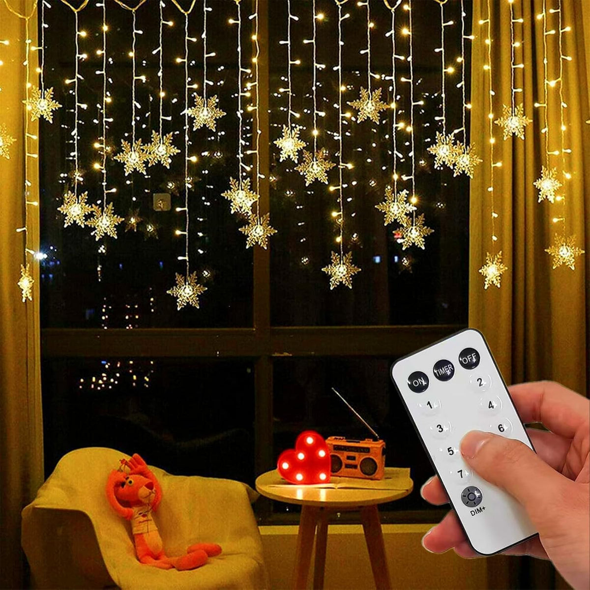 LED Sneeuwvlok Lichtgordijn – Kerstverlichting met 8 Lichtstanden
