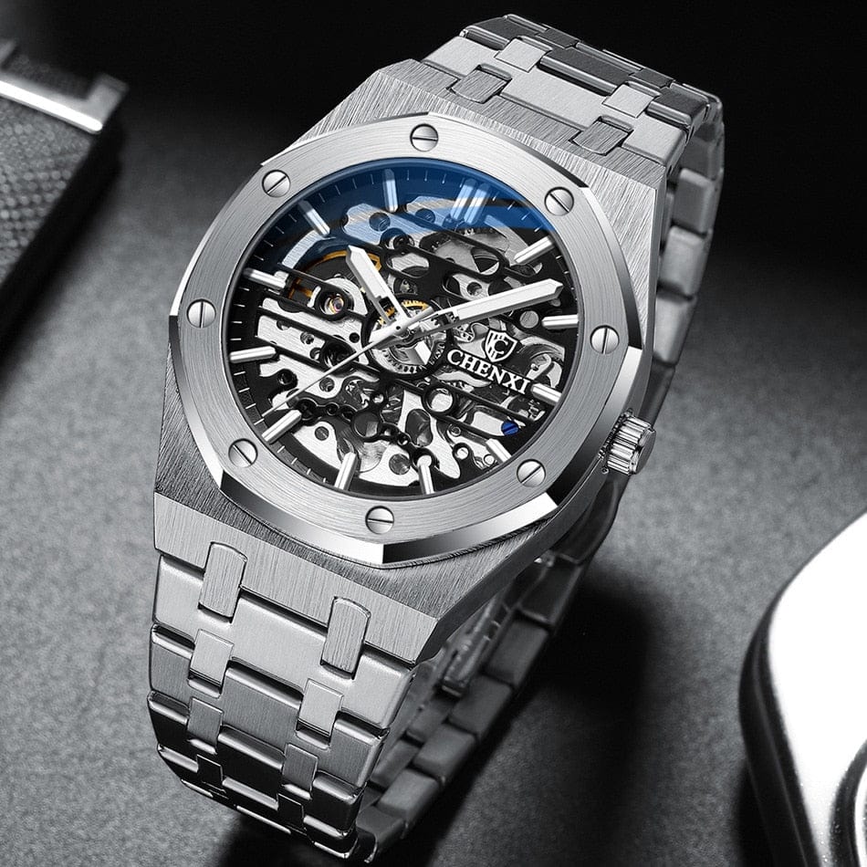 watches : Horloge Zilver Zwart - Wesley Watch - Mechanische in van Pantino