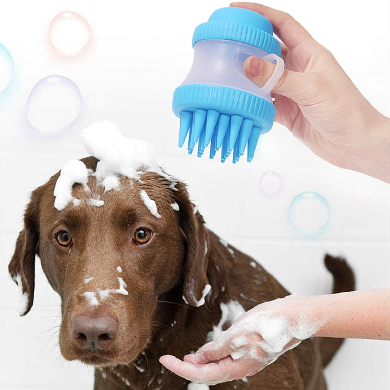 pets : Huisdieren Bad & Massage Borstel - Blauw in van Pantino