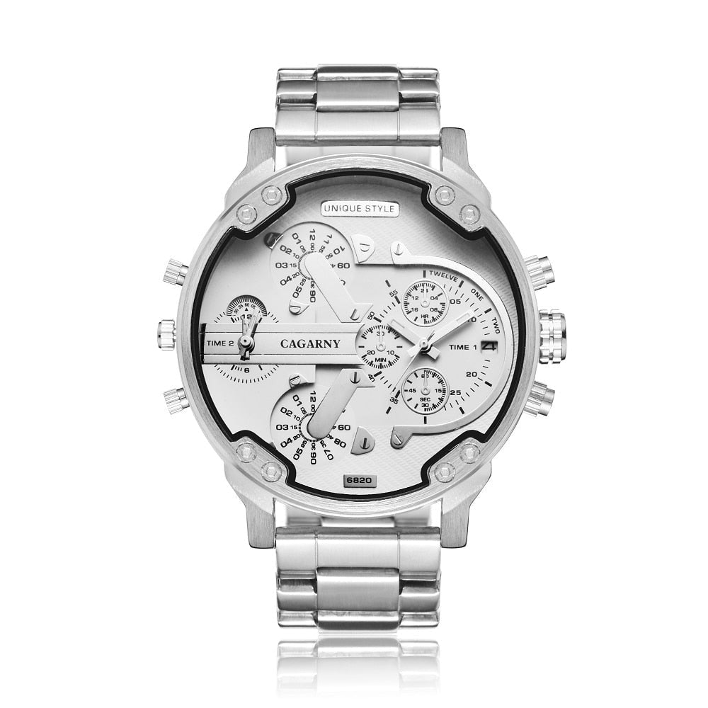 watches : Horloge Heren Zilver-Zwart - Relogio Quartz Herenhorloge in Zilver-Wit van Pantino