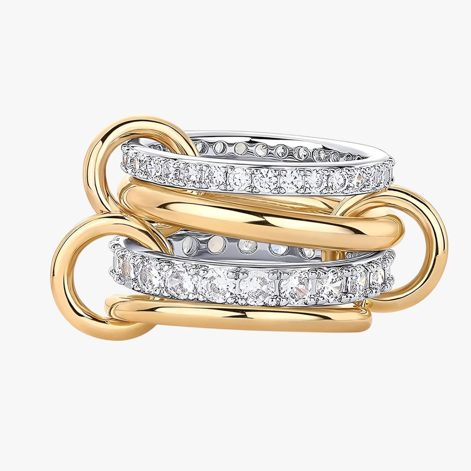 18K Gouden Gestapelde Ringen met Cubic Zirconia - Pantino
