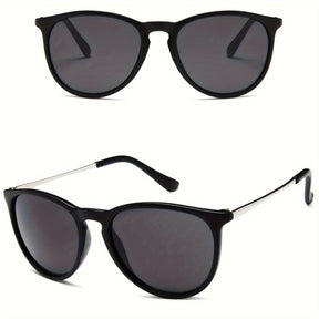 Sunglasses : Zonnebril Dames Zwart - Klassieke Vintage Metalen Montuur Ovale in van Pantino