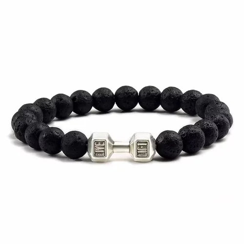 Bracelet : Armband Berijpt Goud - Elegante Dumbbell in Vulkaan Zilver van Pantino