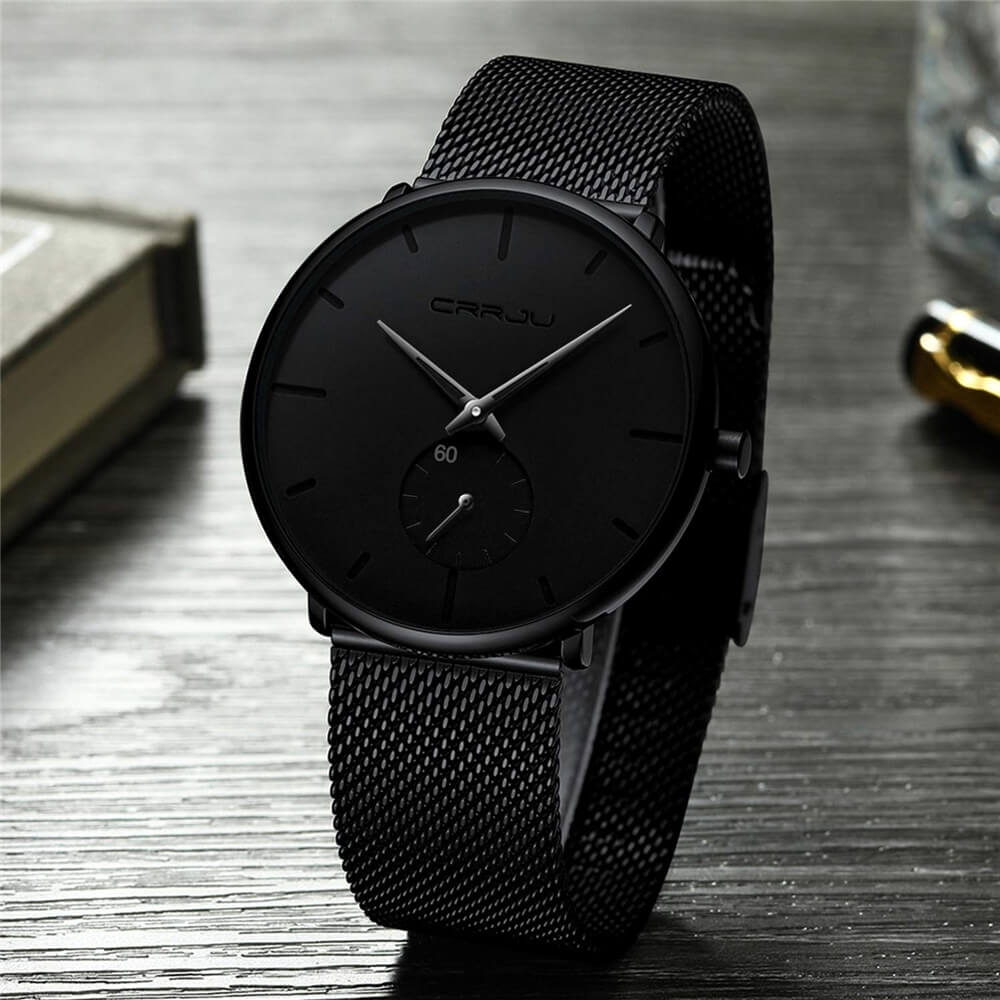 watches : Heren Quartz Horloge Zwart Blauw - Stijlvol en Modern in Zwart Zwart van Pantino