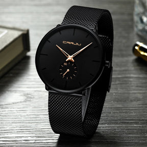 watches : Heren Quartz Horloge Zwart Blauw - Stijlvol en Modern in Zwart Roos van Pantino