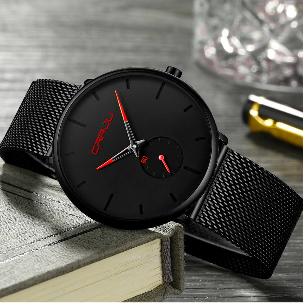 watches : Heren Quartz Horloge Zwart Blauw - Stijlvol en Modern in van Pantino