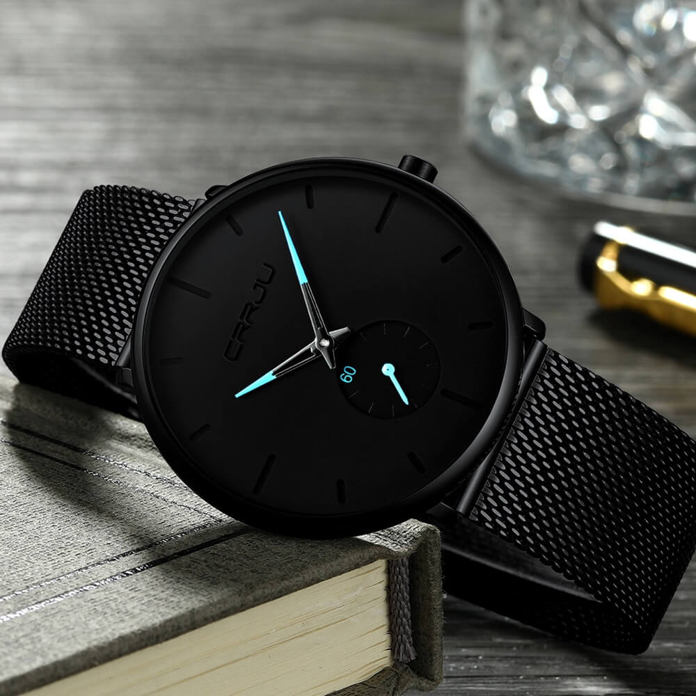 watches : Heren Quartz Horloge Zwart Blauw - Stijlvol en Modern in van Pantino
