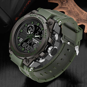 watches : Heren Horloge Zwart Militair - Waterdicht Analoog Polshorloge met Multifunctionele Wijzerplaat in Legergroen van Pantino