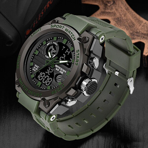 Watches : Waterdicht Heren Sporthorloge Chronograaf - Multifunctioneel Militair voor Outdoor in Militair groen van Pantinoshop