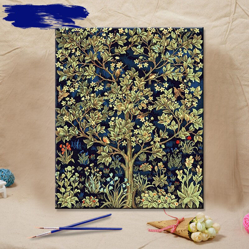 home & garden : Groene Boom Verf op Nummertjes Kit in 40x50cm geen frame van Pantino