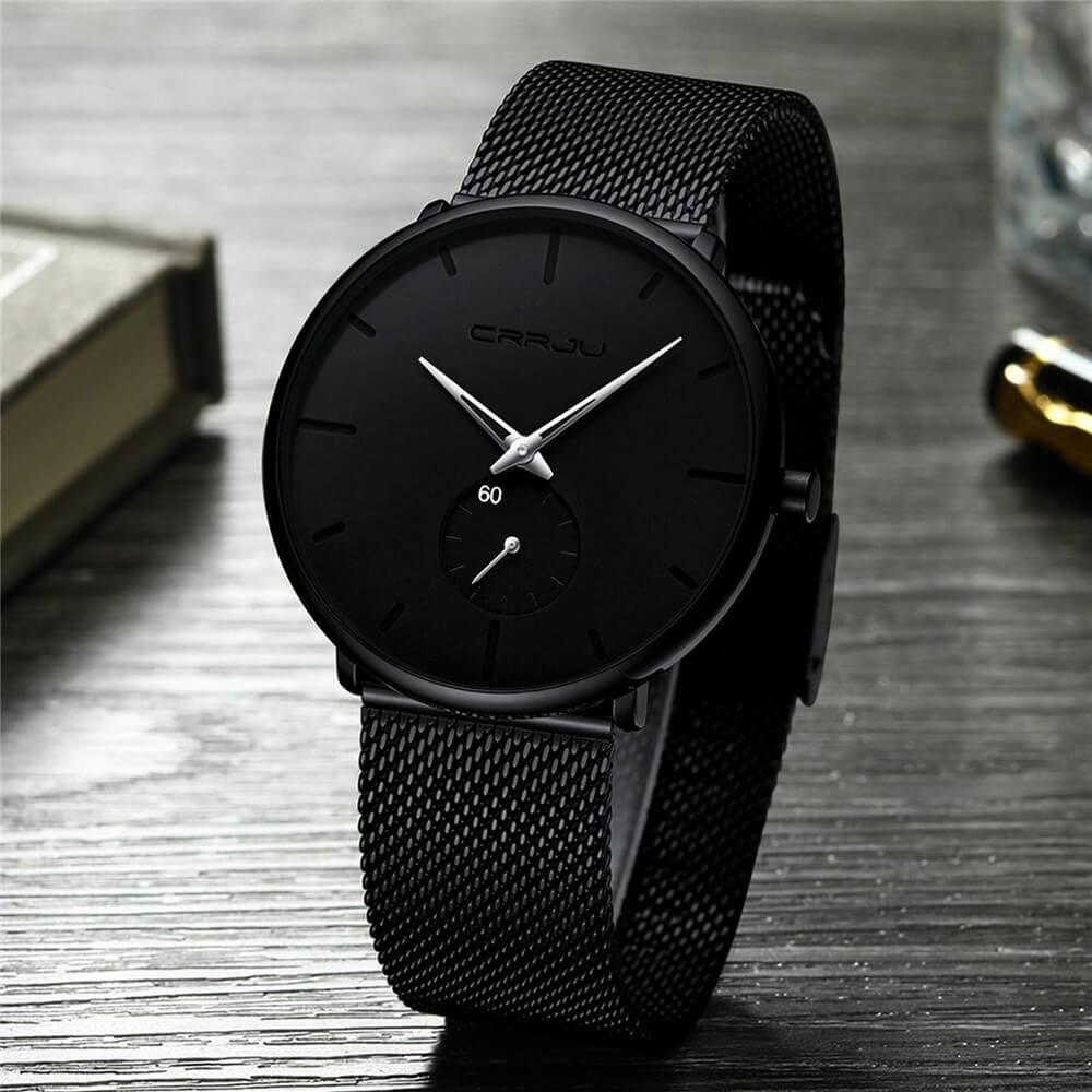 watches : Heren Quartz Horloge Zwart Blauw - Stijlvol en Modern in Zwart Zilver van Pantino