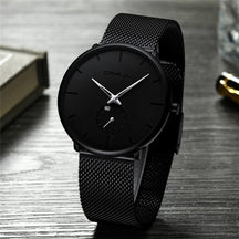 watches : Heren Quartz Horloge Zwart Blauw - Stijlvol en Modern in Zwart Zilver van Pantino