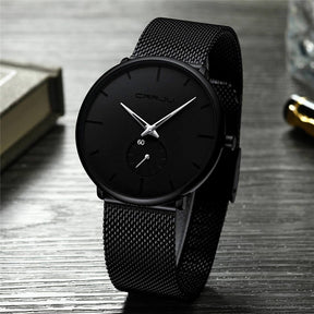 watches : Heren Quartz Horloge Zwart Blauw - Stijlvol en Modern in Zwart Zilver van Pantino