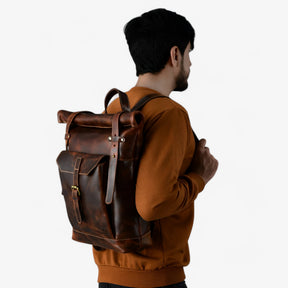 bags : Rugzak Bruin - Roll-Top in van Pantino