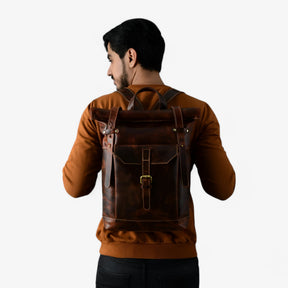 bags : Rugzak Bruin - Roll-Top in van Pantino