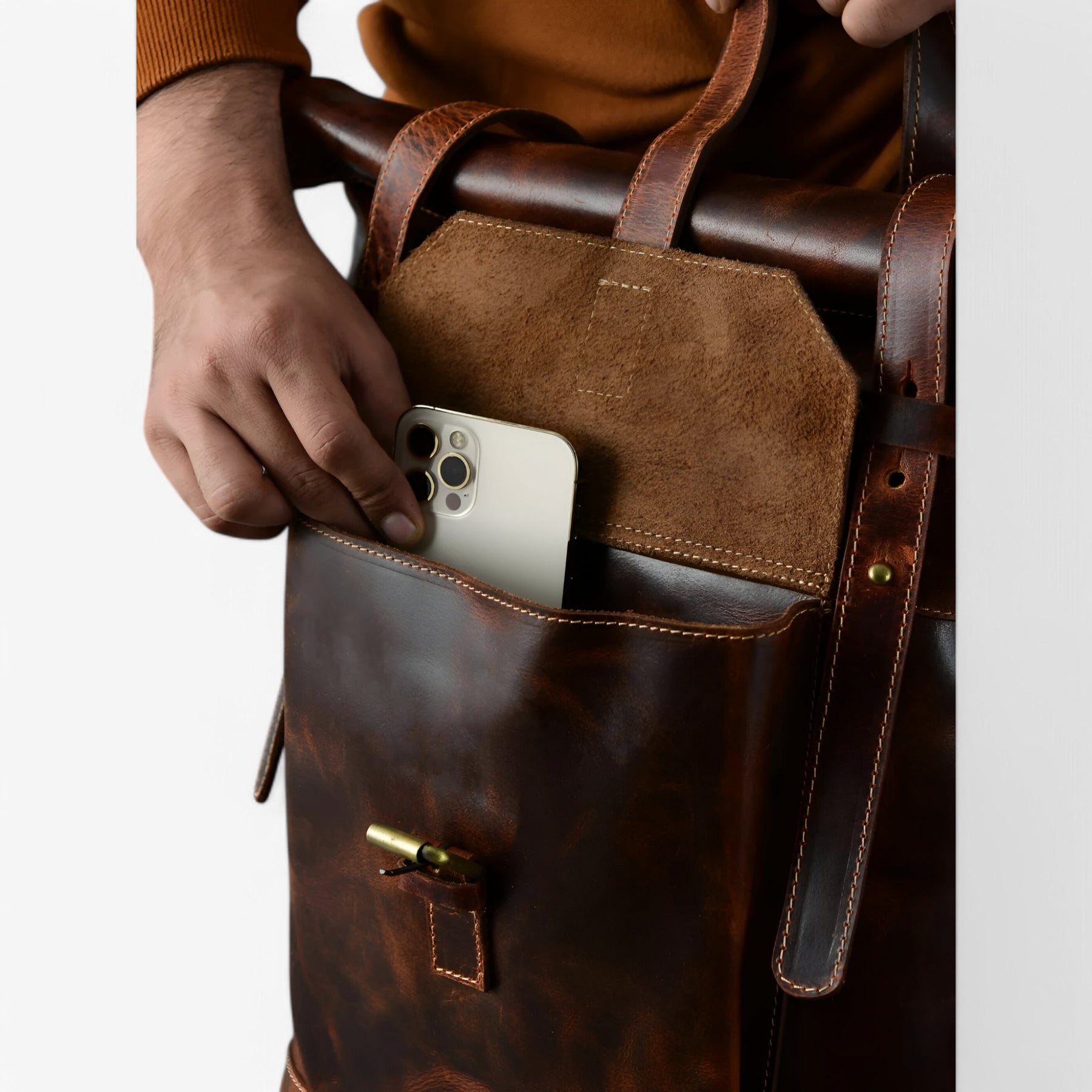 bags : Rugzak Bruin - Roll-Top in van Pantino
