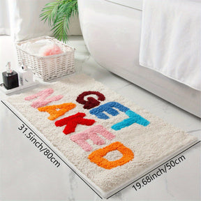 home & garden : Kleurrijk Antislip Badkamermat - Wit in Beige Achtergrond - Gekleurde Letters 50cm*80cm van Pantino