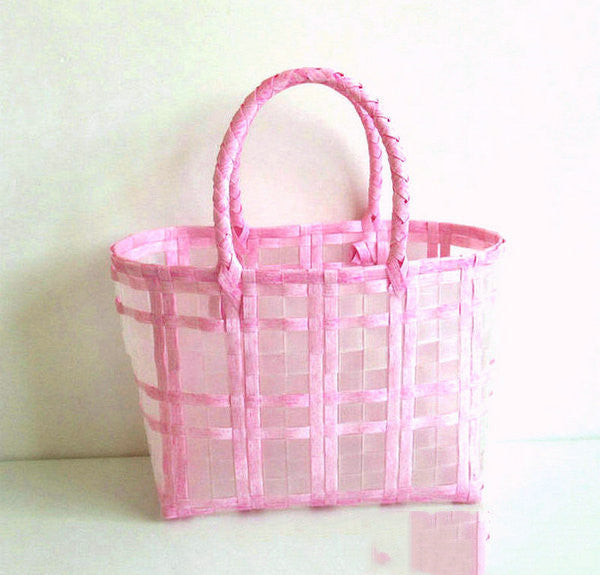 bags : Strandtas Transparant - Jelly in Roze van Pantino