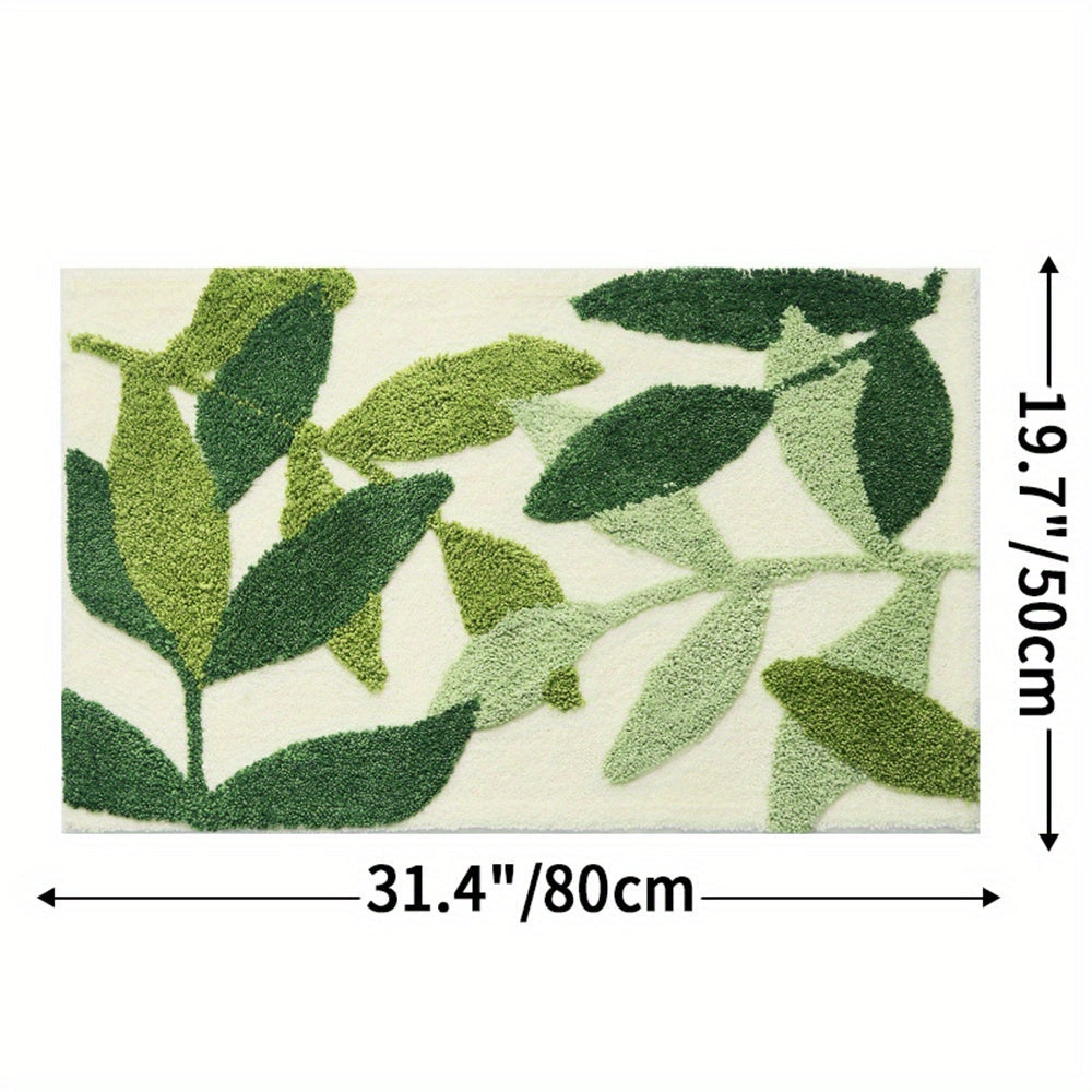 home & garden : Absorberende Badkamermat met Bladerpatroon in 50*80cm van Pantino