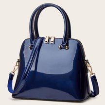 bags : Chique Glanzende Tas met Rits - Praktisch en Elegant voor Elke Dag - Zwart in Blauw van Pantino