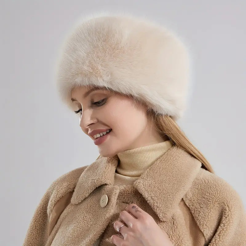 Hat : Muts Zwart - Winterse Fluffy in Beige van Pantino