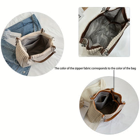 bags : S.f.y. - Modieuze Corduroy Kettingtas - Khaki in van Pantino