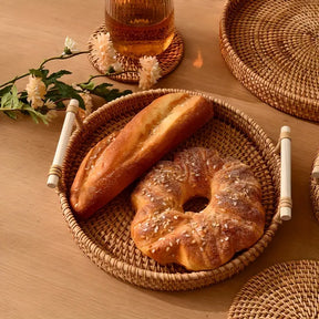 home & garden : Groot Rotan Dienblad - Decoratief Serveren Woonkamer - Rotan in 28cm van Pantino