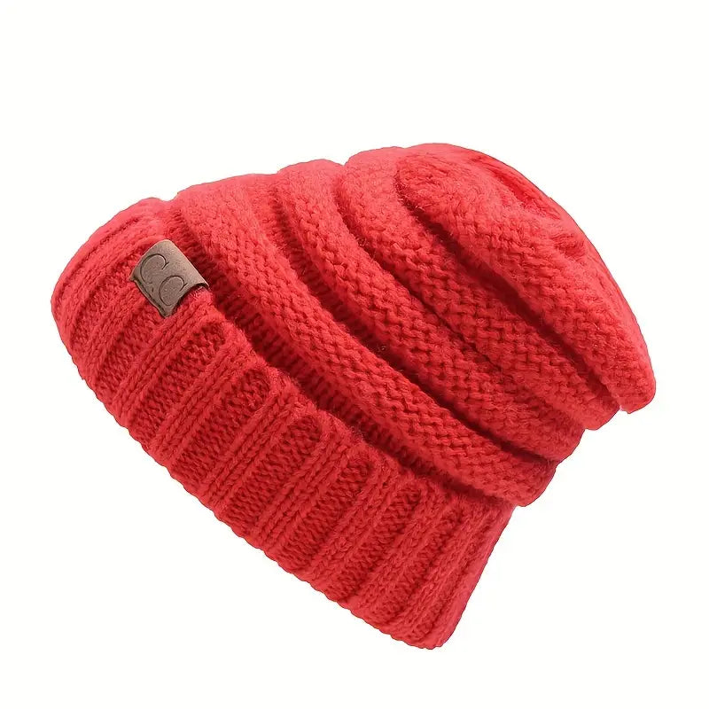 Beanie : Casual Gebreide Muts Lichtgroen - Ontspannen Winter Stijl - Acryl in Rood van Pantino