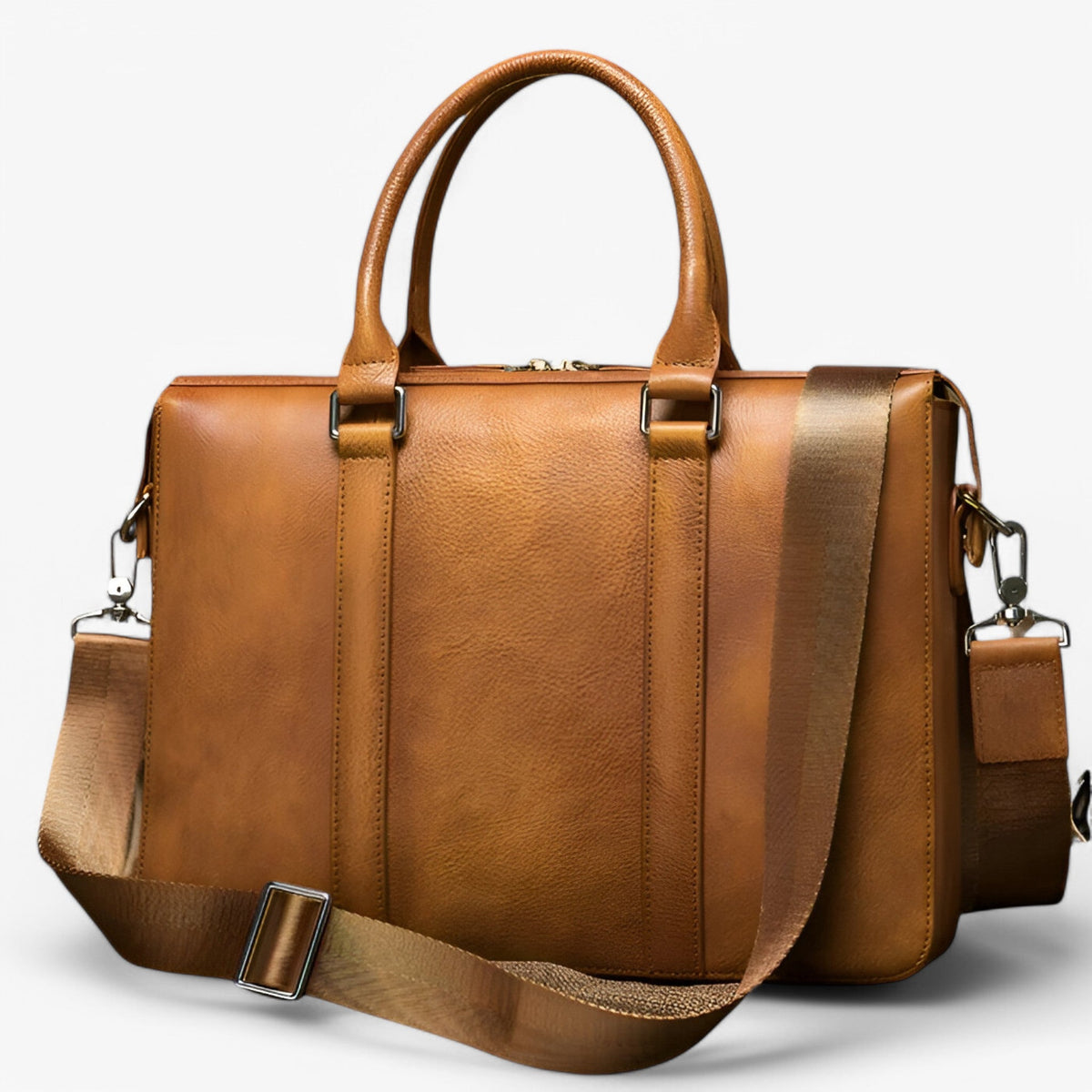 Dames Laptoptas van Echt Zwart Leer met Verstelbare Schouderriem, 15.6 inch