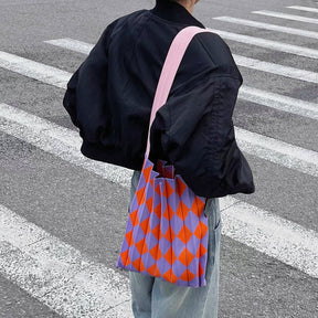 bags : FoldingBag - Argyle Gebreide Draagtas - Paars in Paars van Pantino