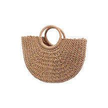 bags : Strandtas Dames Beige - Bohemian Handgeweven Stro Trekkoord - Stro in Beige van Pantino