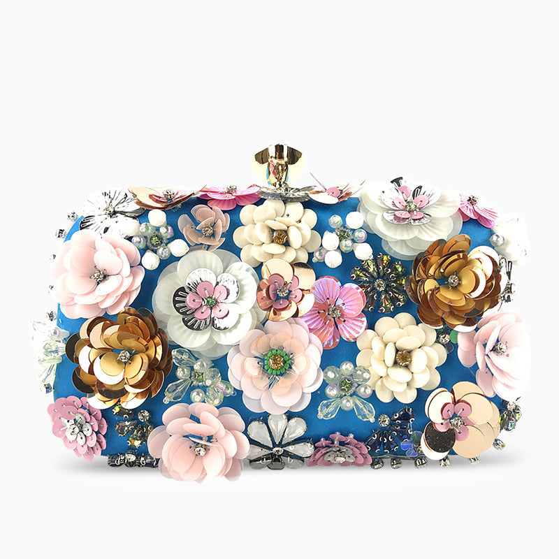 bags : Bloemen Handtas Dames Goud - Verfraaid met Parels Feestelijk - Stof in van Pantino