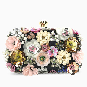 bags : Bloemen Handtas Dames Goud - Verfraaid met Parels Feestelijk - Stof in van Pantino