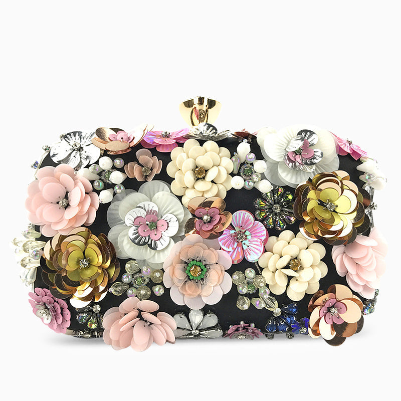 bags : Bloemen Handtas Dames Goud - Verfraaid met Parels Feestelijk - Stof in van Pantino