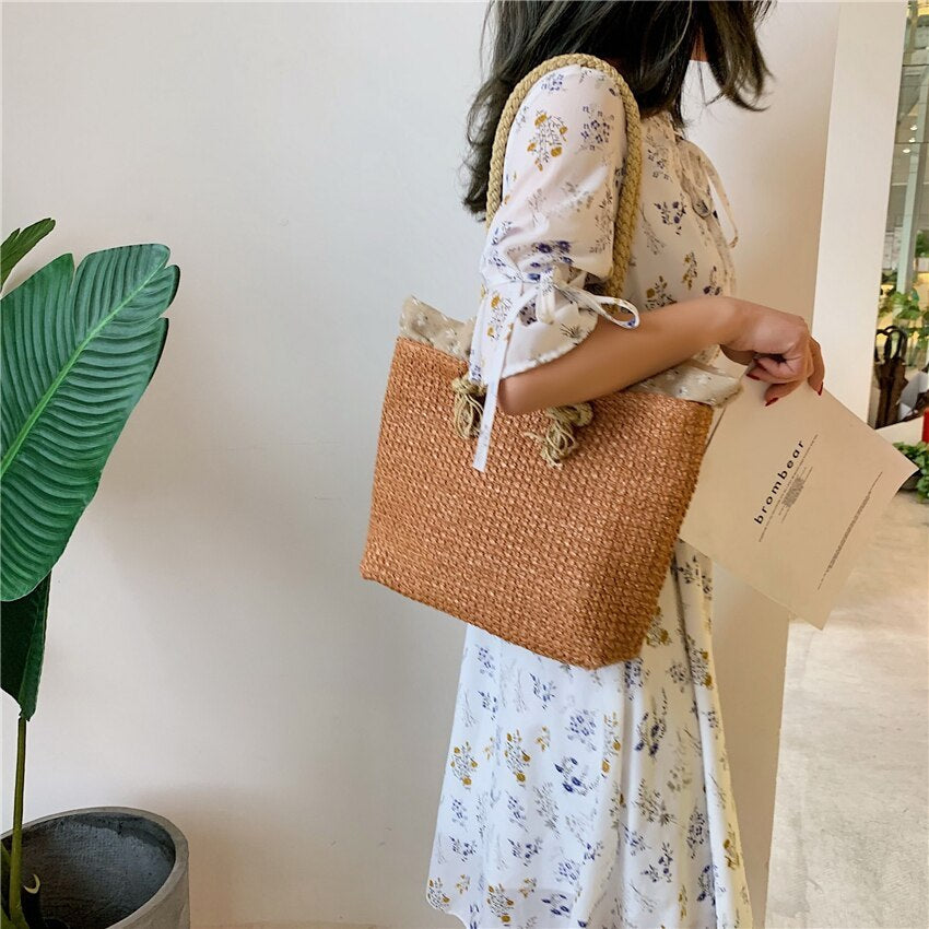 bags : Geweven Draagtas - Zomertas - Beige in van Pantino