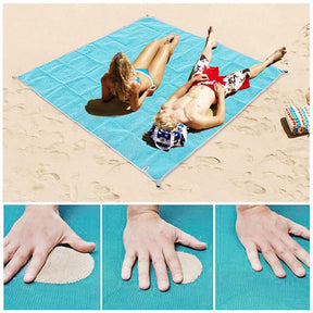 outdoor equipment : Zandvrije Strandmat Wit - Compact Draagbaar Strand - Nylon in Blauw 200x200CM van Pantino
