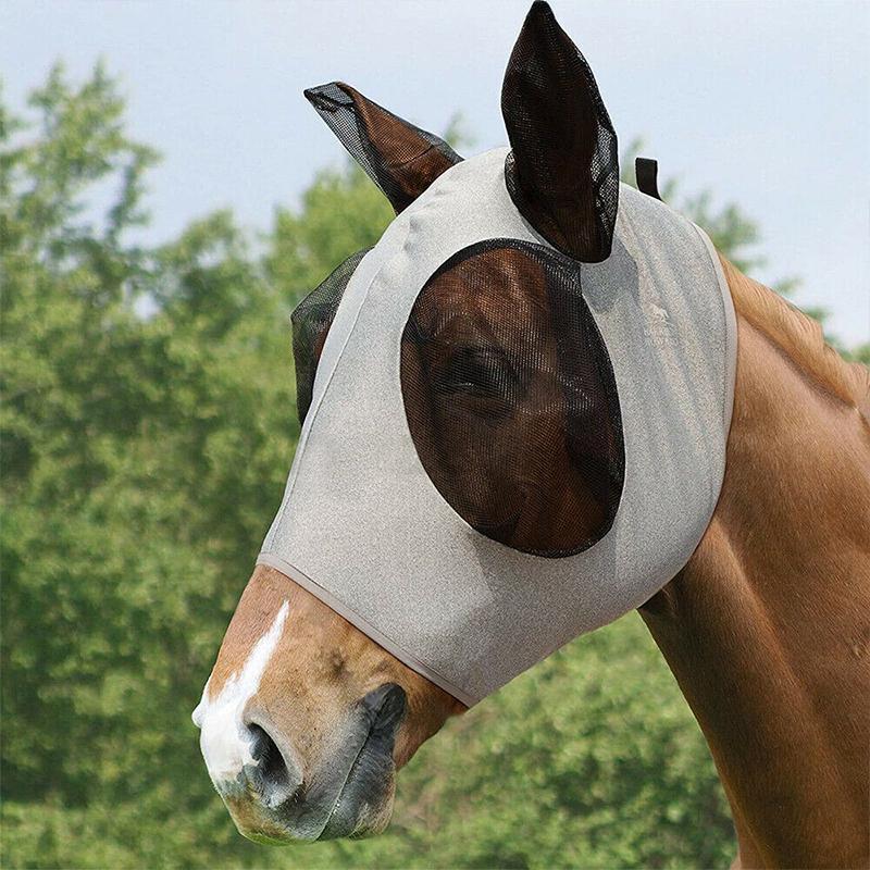 pets : HorseSafe - Paardenmasker Anti-Vlieggaas - Blauw in Grijs van Pantino