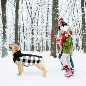 pets : Omkeerbare Schotse Ruit Winter Hondenjas - Zwart in van Pantino
