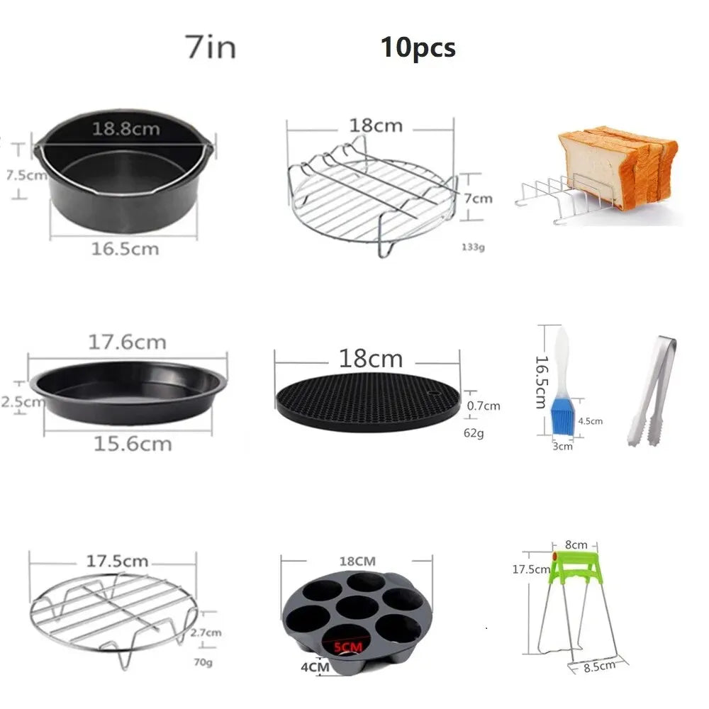 home & garden : Airfryer Accessoire Set 10-Delig - Veelzijdig Handig Bakken - Siliconen in van Pantino