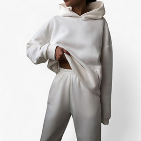 Two-Piece Set : Beha Legergroen - Valeria Winter Hoody Sets - Behaaglijke Warmte voor Koude Dagen in Wit van Pantino