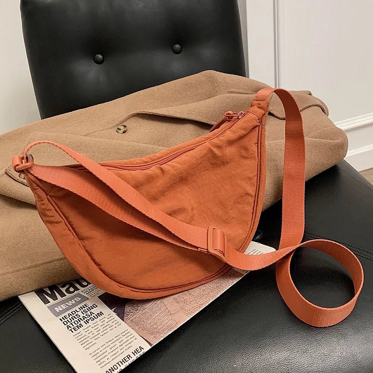bags : Dumpling Tas Dames Oranje - Lichtgewicht Wolkenvorm - Leer in van Pantino