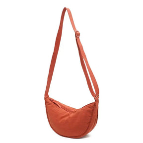 bags : Dumpling Tas Dames Oranje - Lichtgewicht Wolkenvorm - Leer in van Pantino