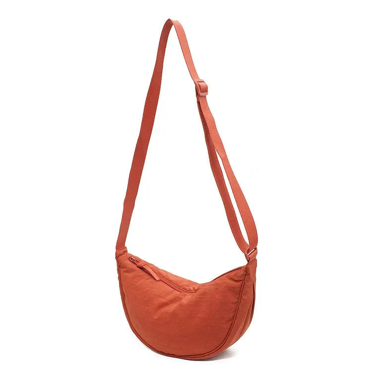 bags : Dumpling Tas Dames Oranje - Lichtgewicht Wolkenvorm - Leer in van Pantino