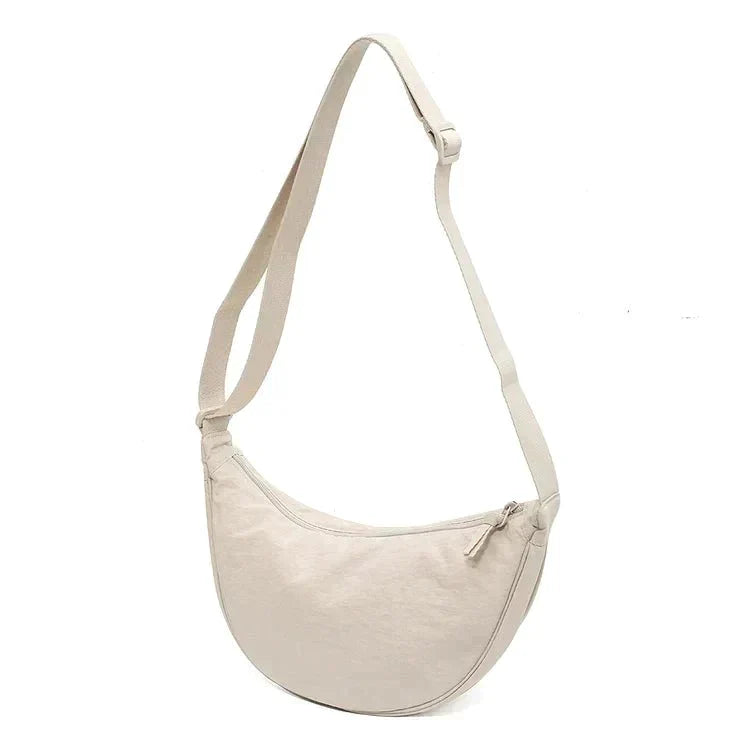 bags : Dumpling Tas Dames Oranje - Lichtgewicht Wolkenvorm - Leer in van Pantino