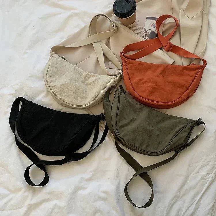 bags : Dumpling Tas Dames Oranje - Lichtgewicht Wolkenvorm - Leer in van Pantino