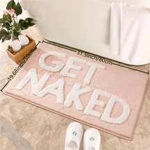 home & garden : Kleurrijk Antislip Badkamermat - Wit in Roze Achtergrond - Witte Letters 50cm*80cm van Pantino