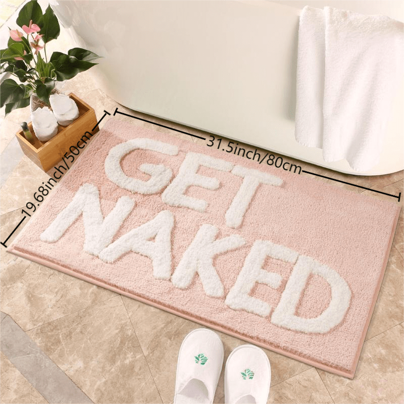 home & garden : Kleurrijk Antislip Badkamermat - Wit in Roze Achtergrond - Witte Letters 50cm*80cm van Pantino