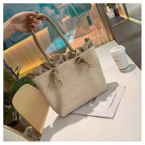 bags : Geweven Draagtas - Zomertas - Beige in Beige van Pantino