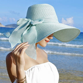 Straw Hat : Hoed Lila Lichtpaars - Strand Zonnebescherming Strohoed in Lichtblauw van Pantino